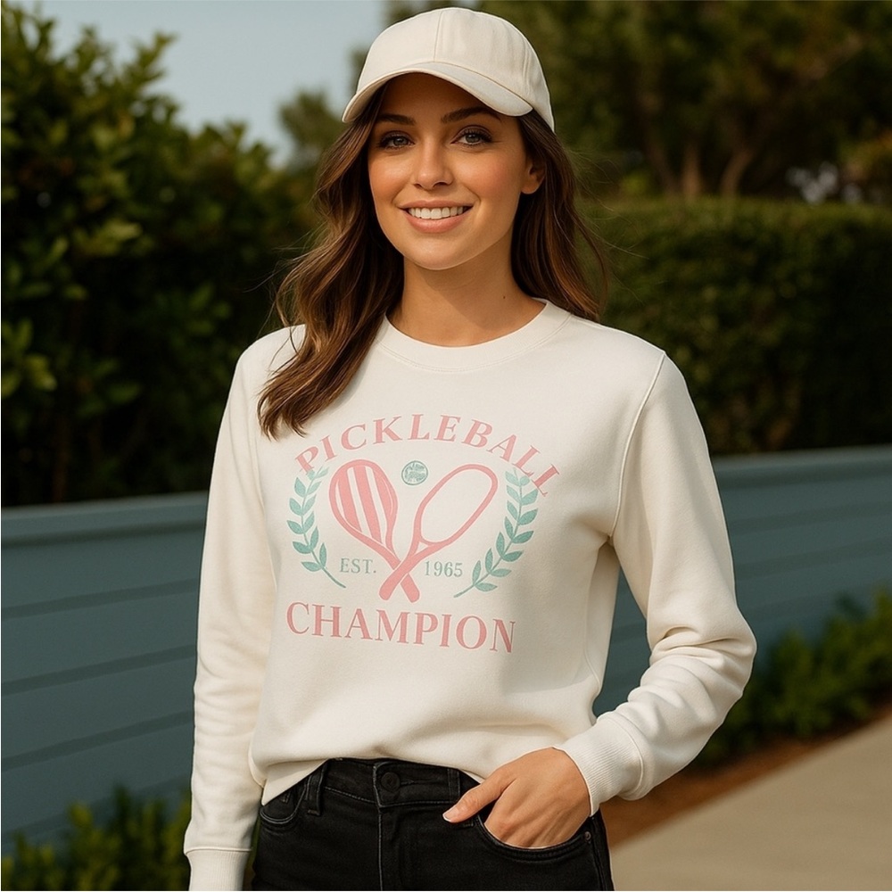WILDFOX Pickleball Champ Keely Raglan Sweatshirt In Snow White small